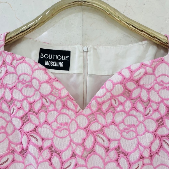 BOUTIQUE MOSCHINO {8} Pink Lavender Dress Cap Sleeve Fitted - Picture 3 of 10